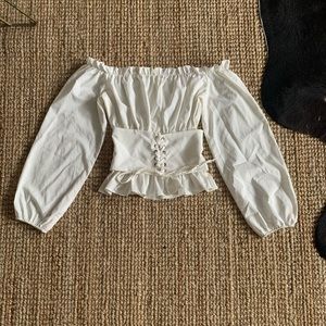White off-the-shoulder blouse